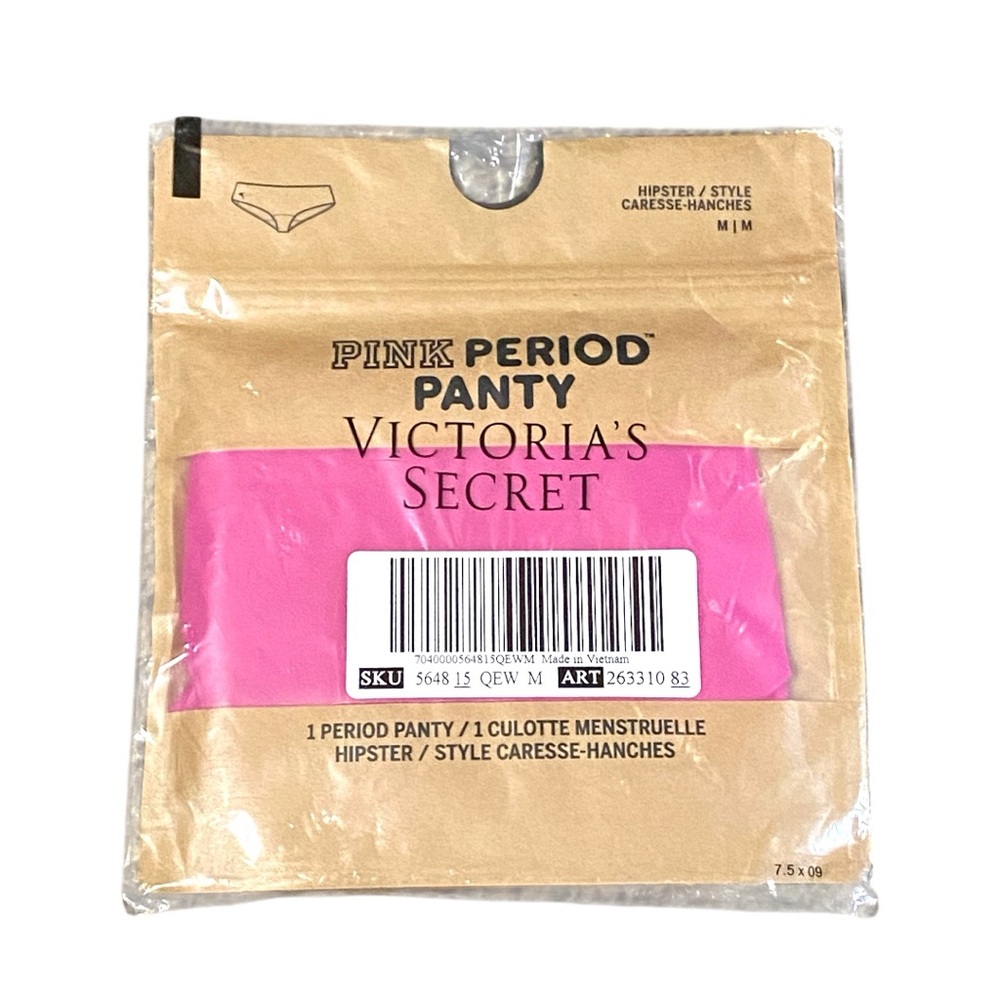 NWT PINK Victoria's Secret Hot Pink Period Hipster Panties Size Medium